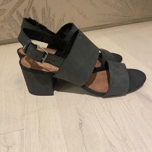 Toms Black Block Heel Sandals